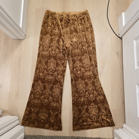 NEW Beyond Yoga Velvet Burnout Brown Patterned Boho Best Dressed Pants Size XL - Picture 5 of 13